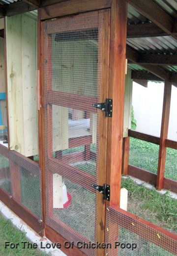 For The Love Of Chicken Poop: Planning And Building The Chicken Coop Chicken Run Door, Chicken Door, Coop Run, Quail Coop, Coop Door, Chicken Poop, Chicken Home, Backyard Chicken Coop Plans, Chicken Nesting Boxes