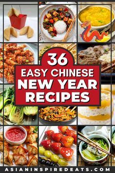 Happy Chinese New Year - the Year of the Dragon! Celebrate with this roundup of 36 Easy Chinese New Year Recipes that feature a variety of popular Chinese dishes for celebrating this festive Asian holiday. From Chinese soups and appetizers to Chinese dinner recipes and Asian desserts, there's something here for everyone to enjoy. World cuisine at its best! Asia Foods, Chinese New Year Recipes, Holiday Dessert Recipes Easy, Chinese Dishes Recipes, New Year Recipes, Chinese Soups, Chinese Appetizers, Healthy Chinese Recipes, Popular Chinese Dishes