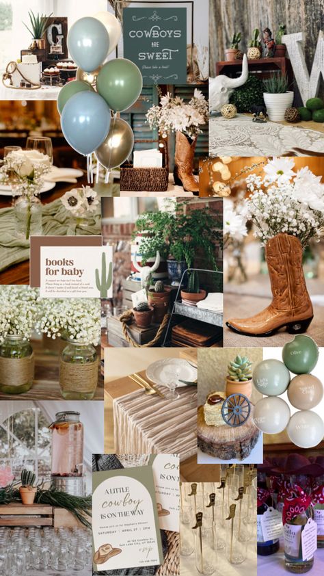 Vintage Cowboy Baby Shower Ideas, Boho Western Baby Shower Ideas Boy, Vintage Boy Baby Shower Ideas, Western Baby Shower Food Ideas, Not Her First Rodeo Baby Sprinkle, Western Boy Baby Shower Ideas, Western Boho Baby Shower Ideas, Little Cowboy Baby Shower Ideas, Western Baby Shower Ideas For Boys