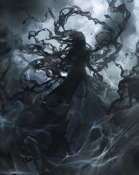 Shadow Creatures Art, Grim Reaper Female, Undead Queen, Power Of Darkness, Shadow God, Shadow Demon, Shadow Powers, Shadow Creatures, Fantasy Cottage