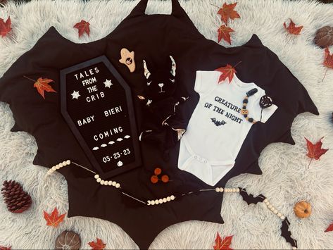 Addams Family Gender Reveal, Horror Nursery Theme, Emo Baby Announcement, Witchy Baby Announcement, Dark Gender Reveal, Gothic Baby Announcement, Goth Baby Announcement, Spooky Baby Announcement, Goth Gender Reveal