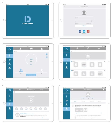 This iPad app UI wireframe template is in professional design which enables users to apply easily. Add more contents to personalize your iPad app UI with this wireframe from Edraw template gallery. Tablet App Design, Web App Design User Interface, Ipad Screen Layout, Ipad App Layout, Ipad App Design, Ipad Template, App Wireframe, Wireframe Template, Over App