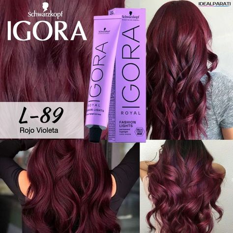 IDEALPARATI- Olaplex•Kerastase•Igora•Revlon•Babyliss en Instagram: “TINTE IGORA L-89 😍 Precio: $14.99 Pedidos y consultas vía WhatsApp 0412-6102258 🛍 #igora #igoraroyal #igoraL-89 #schwarzkopf #idealparati” Dark Plum Brown Hair, Plum Brown Hair, Igora Hair Color, Pelo Color Borgoña, Pelo Color Vino, Black Cherry Hair Color, Black Cherry Hair, Crimson Hair, Cherry Hair Colors