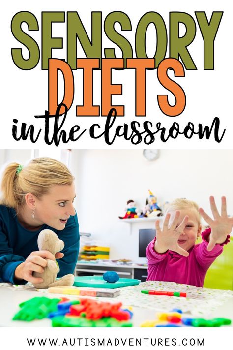 Sensory diet's in the classroom help provide sensory input for students with sensory needs. Learn what sensory diets are, how to set up and how to successfully implement a sensory diet in the classroom. Sensory Seeking Behavior, Diet For Kids, Elementary Special Education Classroom, Teacch Tasks, Calm Down Kit, Tactile Activities, Sensory Input, Sensory Diet, Sensory Ideas