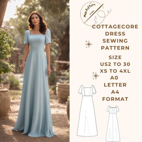 Fairy Cottagecore A-Line Dress Sewing Pattern available as an instant download (pdf) sewing pattern bundle with a range of size options,Bridal Dress Pattern, including plus size US Sizes: 2, 4, 6, 8, 10, 12, 14, 16, 18, 20, 22, 24, 26, 28, 30 Standard Sizes: XS, S, M, L, XL, 2XL, 3XL, 4XL These patterns are suitable for A4, A0, and US Letter size papers. Once your payment is processed, you will automatically receive download links for the pattern files. Please note that you can only download the Bridal Dress Patterns, Maxi Dress Sewing Pattern, Maxi Dress Sewing, Maxi Dress Pattern Sewing, Fairy Cottagecore, Cottagecore Dress, Diy Sewing Clothes, Clothes Sewing Patterns, Sewing Pattern Sizes