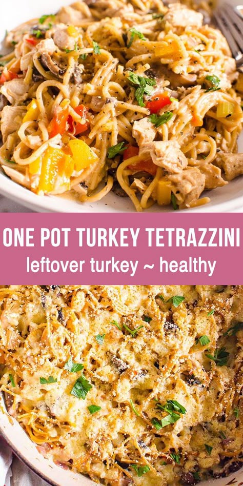 Easy Leftover Turkey Recipes, Turkey Casserole Recipe, Leftover Turkey Casserole, Leftover Turkey Soup, Healthy Turkey Recipes, Casserole Healthy, Healthy One Pot Meals, Turkey Tetrazzini, Turkey Pasta