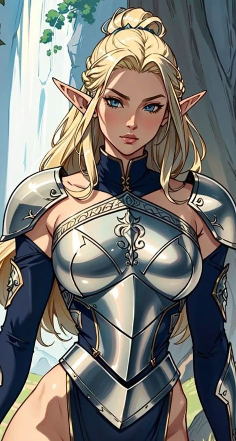 Elf Knight Female Art, Elf Fighter Female Dnd, White Hair Elf Female Art, Dnd Queen, Elven Warrior Female, Female Lich, Elf Warrior Female, Dark Elf Female, Elf Barbarian