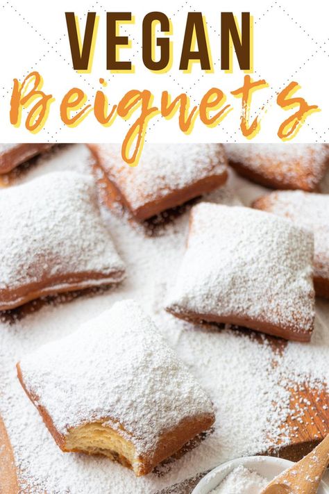 Vegan Beignets, Fried Dough Recipe, Beignet Recipe, Vegan Pastries, Vegan Fries, Vegan Baking Recipes, Easy Vegan Dessert, Vegan Donuts, Healthy Vegan Desserts