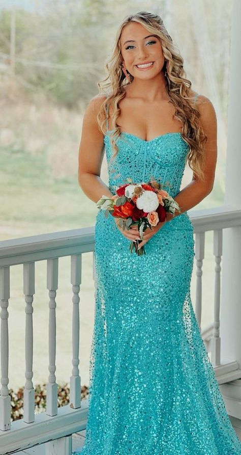 Teal Sparkly Prom Dress, Bright Teal Prom Dress, Teal Prom Couple, Teal Prom Dresses Turquoise, Dark Teal Prom Dresses, Prom Dresses Turquoise, Hoco Court, Blue Sequin Prom Dress, Teal Prom Dresses