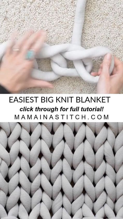 Big Yarn Blanket, Knitting Yarn Diy, Chunky Blanket Diy, Easy Knit Blanket, Chunky Yarn Blanket, Trendy Blanket, Finger Knitting Projects, Big Blanket, Diy Knit Blanket