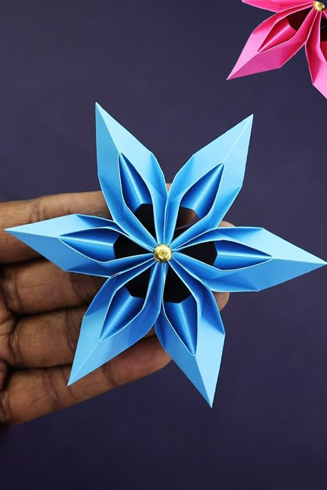 Diy Paper Snowflakes Easy, Christmas Diy Paper, Easy Paper Snowflakes, Diy Paper Snowflakes, Diy Easy Paper Crafts, Paper Crafts Tutorial, Origami Christmas Star, Star For Christmas, Snowflake Making