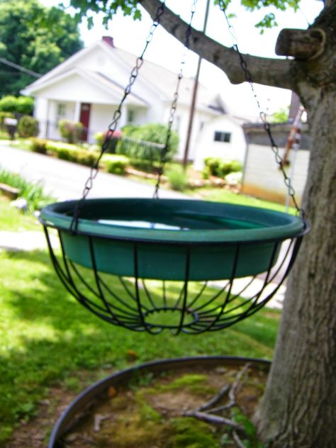 diy bird bath ideas | tend to try and use what I already have on hand when… Diy Bird Bath Ideas, Birds Bath, Bird Bath Ideas, Backyard Birds Sanctuary, Hanging Bird Bath, Bird Water, Diy Bird Bath, Bird House Kits, Drip Pan