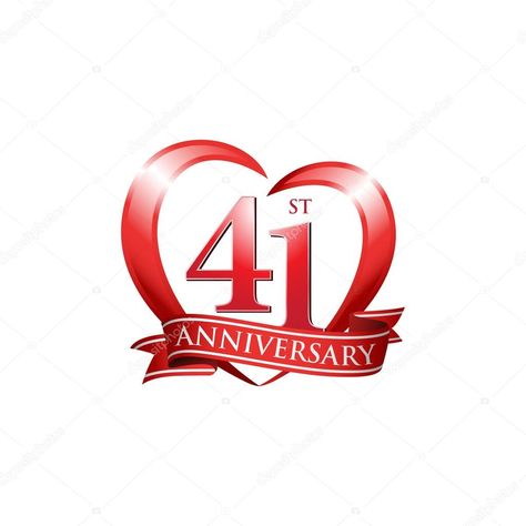 41st anniversary logo red heart — Stock Vector © ariefpro #86351588 Happy 41st Wedding Anniversary, 41st Wedding Anniversary, 41st Anniversary, Wedding Anniversary Quotes, Good Evening Greetings, Birthday Wishes Greetings, 41st Birthday, Evening Greetings, 11th Anniversary