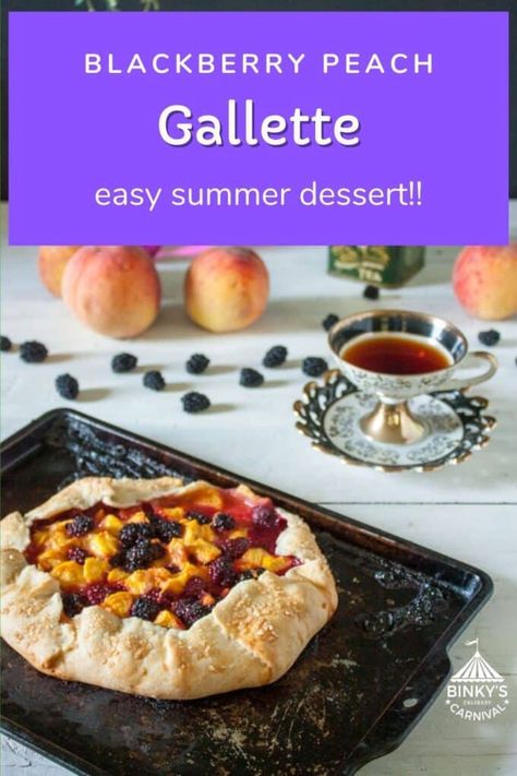 This Blackberry Peach Galette from Binky's Culinary Carnival is a wonderful, easy, summer dessert! Perfect for a crowd or just the family! A rustic farmhouse pie that is loaded with seasonal summer fruits. This is so much easier than a traditional pie. You are going to want to make this today!! Farmhouse Pie, Blackberry Galette, Blackberry Peach, Brown Sugar Peaches, Peach Galette, Easy Summer Dessert, Galette Recipe, Easy Summer Desserts, Fruity Desserts