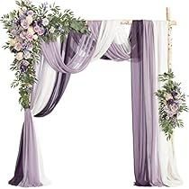 Purple Wedding Reception, Ceremony Arbor, Reception Backdrop, Flower Curtain, Draping Fabric, Arch Decoration, Wedding Arch Flowers, Arch Flowers, Floral Decorations