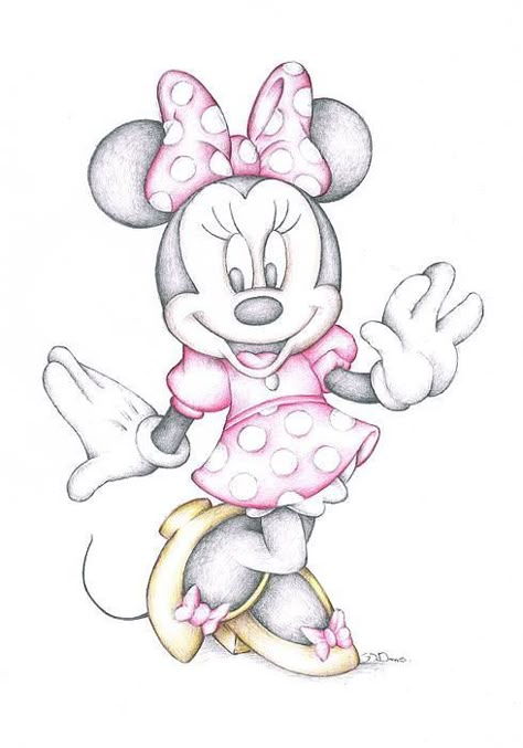 Disney Pencil Drawings, Minnie Mouse Drawing, Minnie Mouse Cartoons, Stencil Drawing, Mouse Sketch, Colour Pencil Drawing, Cartoon Pencil, Cartoon Drawings Of People, Drawing Canvas