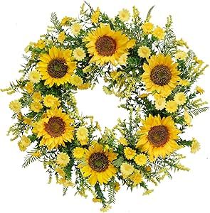 ​Sunflower Wreaths for Front Door, Well Known 21 Inch Yellow Fall and Summer Door Wreath for Sunflower, Handmade Silk Sunflower Decor for Home Party Festival Wedding Decor Sunflower Wreaths For Front Door, Welcoming Sign, Summer Door Wreath, Flowers Wreath, Summer Door Wreaths, Yellow Sunflowers, Sunflower Wreath, Artificial Wreath, Artificial Silk Flowers