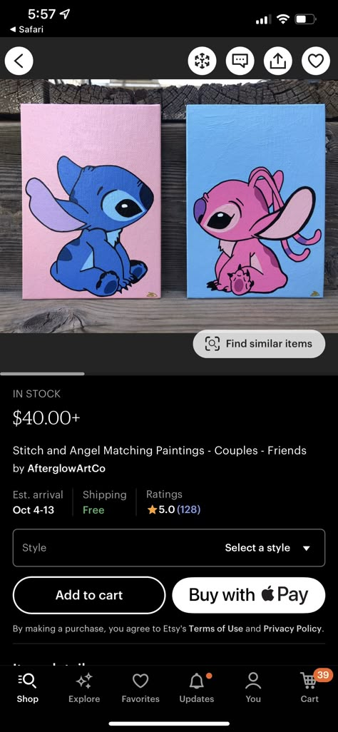 Lilo Paintings Easy, Stitch And Angel Canvas Painting, Stitch Paintings Easy, Pink Stitch Painting, Painting Ideas On Canvas Stitch, Lilo And Stitch Painting Easy, Easy Stitch Painting, Stitch And Angel Painting, Stitch Disney Painting