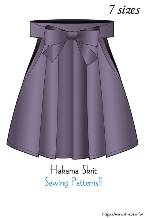 This is the pattern of Hakama Skirt. cm size(A4 size) Children's-140/Ladies'-S,M,L,LL/Men's-L,LL At present, only Japanese. Added the number of fabric meters required for each size Hakama Skirt, Skirt Sewing Patterns, Sewing Patterns Skirt, Japanese Sewing Patterns, Skirt Patterns, Skirt Sewing, Box Pleat Skirt, Mini Clothes, Sewing Bee