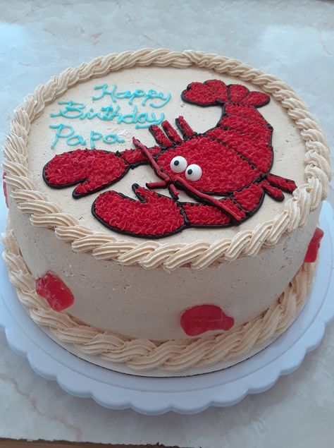 Lobster Cakes Birthday, Lobster Birthday Cake, Lobster Birthday, Mardi Gras Theme Party, Cake Frosting Decorating, Impressive Cakes, Lobster Cake, Lobster Party, Seafood Boil Party