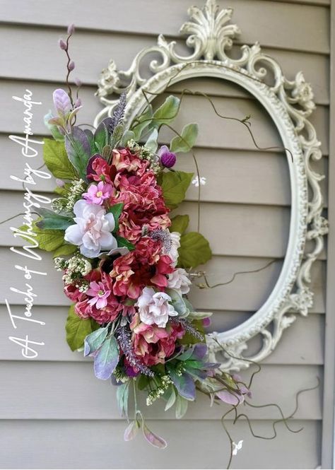 I love a good rummage sale... - A Touch of Whimsy by Amanda Diy Floral Mirror, Doilies Crafts, Rummage Sale, Retro Revival, Recycled Art Projects, Floral Mirror, Valentine Day Wreaths, Flower Pillow, Mirror Frame