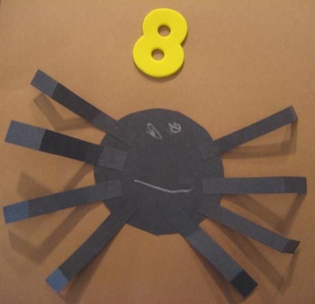 Eight Spider Legs Craft. Number 8 Spider Craft, Preschool Numbers, March Art, Spider Craft, Centers Kindergarten, Number Crafts, Spider Legs, Spider Crafts, Math Centers Kindergarten