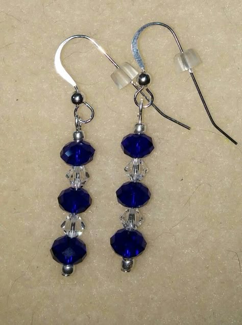 Diy Blue Earrings, Heart Bead Earrings, Blue Bead Earrings, Indigo Earrings, Heart Earrings Diy, Simple Bead Earrings, Diy Earrings Dangle, Beaded Earrings Diy, Jewelry Making Earrings