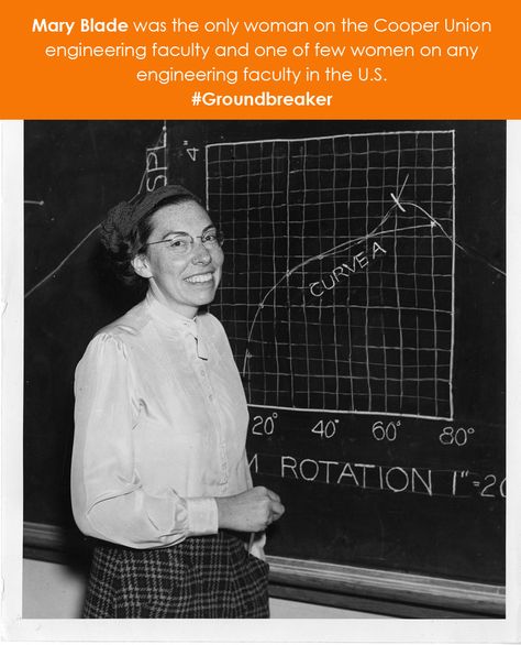 Mary Blade was the only woman on the Cooper Union engineering faculty and one of few women on any engineering faculty in the United States. Women In Physics, Cooper Union, Women Scientists, Influential Women, Extraordinary Women, Womens History Month, Badass Women, Vintage Portraits, Famous Women