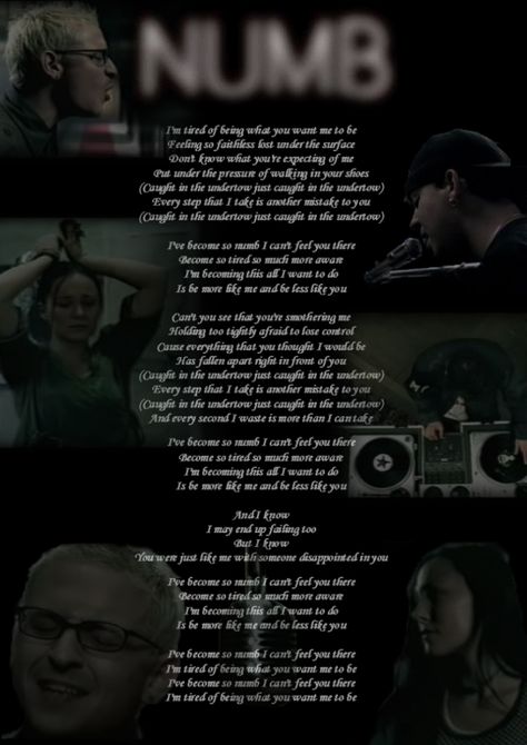 Numb Song, Chester Bennington Quotes, Numb Lyrics, Linkin Park Meteora, Park Quotes, Linking Park, Breaking Benjamin, Papa Roach, Great Song Lyrics