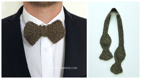 Three Hand-Knit Bow-Tie Patterns To Get On The Needles Now! #knitting #vintage #retro Crochet Bowtie Free Pattern, Crochet Bow Tie Free Pattern, Bow Tie Crochet Pattern Free, Knitted Bow Tie, Crochet Bowtie, Knit Bow Tie Pattern, Knit Bow Tie, Crochet Bow Ties, Bowtie Pattern