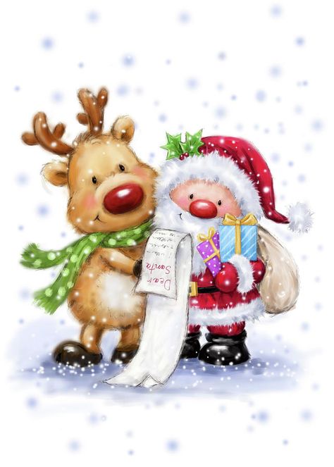 Santa Reading, Money Wallet, Christmas Cartoon, Merry Christmas Card, Christmas Drawing, Christmas Scenes, Christmas Paintings, Christmas Illustration, Christmas Clipart