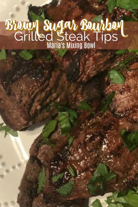 Steak Tip Marinade For Grilling, Beef Tips Marinade, Bourbon Steak Tips, Steak Tips Marinade Recipes, Filet Mignon Tips Recipes, Brown Sugar Steak Marinade, Marinade For Tri Tip Steak, Bourbon Beef Tips, Steak Tips Marinade