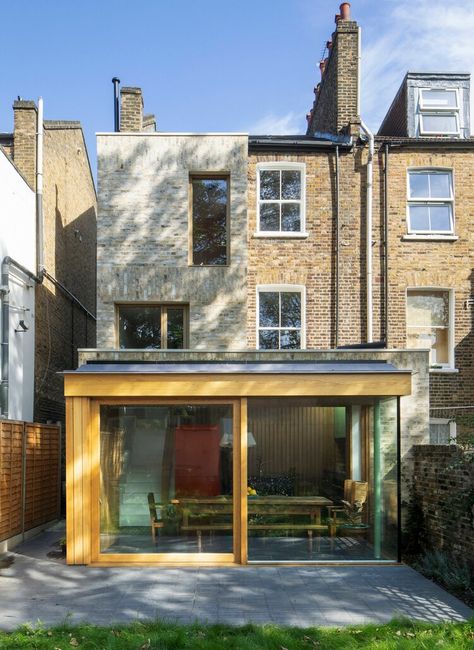 House in Hackney — YARD Architects Bifold Doors Extension, Oak Cladding, Architects House, Kitchen Wall Units, Flat Roof Extension, Oak Windows, Timber Pergola, Roof Extension, House Extension Design