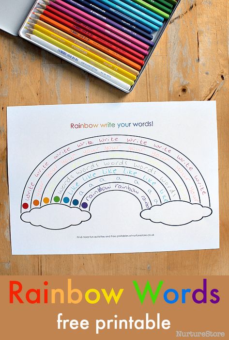 Free printable rainbow writing sheets - rainbow writing spelling sheets - rainbow literacy printable Rainbow Write Sight Words Free, Rainbow Spelling Printable, Rainbow Write Sight Words, Free Spelling Activities, Fun Spelling Activities, Learn Spelling, Free Printable Rainbow, Spelling Word Activities, I Words