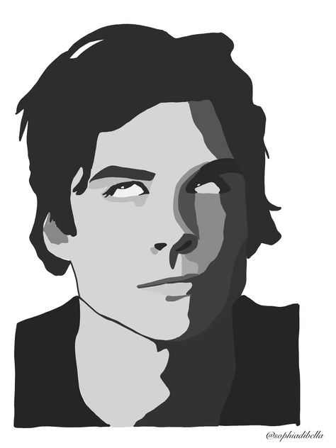 Vampire Diaries Cartoon Wallpaper, Damon Drawing Easy, Damon Salvatore Painting, Damon Salvatore Drawing Easy, The Vampire Diaries Drawings Easy, The Vampire Diaries Fanart, Vampire Diaries Sketches, Damon Drawing, Paint Marker Art Ideas Easy