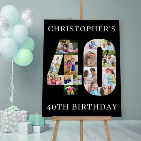 50 Photo Collage, 30th Birthday Party Decor, Square Portrait, 40 Birthday Signs, Birthday Photo Frame, Number 30, Turning 30, 40th Birthday Cards, 40th Birthday Invitations