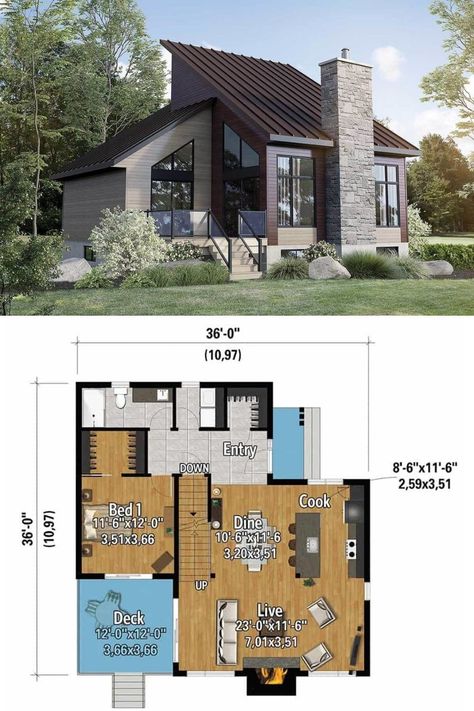 3 Bedroom Cottage Floor Plans 2 Story, 1500 Sq Ft House Plans Farmhouse 1 Story, 1500 Sq Ft House Plans 2 Story, Mountain House Floor Plans, Small Mountain House Plans, Mountain Cottage Exterior, Cottage Mountain, Perfect House Plan, Mountain House Plan