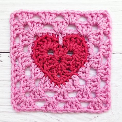 7 Free Crochet Heart Square Patterns - This is Crochet Granny Heart Crochet Pattern Free, Granny Heart Square, Crochet A Heart, Heart Granny Square, Granny Square Pattern Free, Crochet Granny Square Tutorial, Crochet Hearts, Crochet Baby Sweaters, Heart Crochet