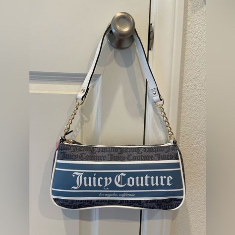 Juicy Couture Bags | Juicy Couture Shoulder Bag | Color: Blue/White | Size: Os Juicy Couture Shoulder Bag, 2000s Accessories, Frog Pictures, Purple Leopard Print, Juicy Couture Purse, Juicy Couture Handbags, Couture Bags, Juicy Couture Bags, Fancy Bags