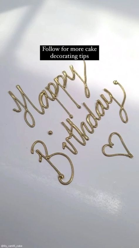 Gold Writing On Cake, Kenya Grace, Piping Buttercream, Cake Writing, Piping Techniques, Baking Inspiration, Piping Icing, Lemon Extract, Cake Decorating Videos