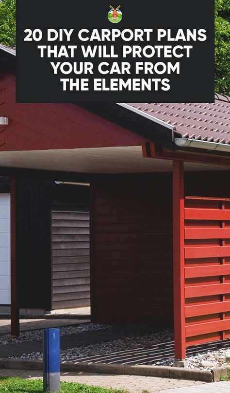 20 Stylish DIY Carport Plans That Will Protect Your Car from the Elements Unattached Carport Ideas, House Plans With Carport, Luxurious House Plans, Free Standing Carport, Efficient House Plans, Lean To Carport, Enclosed Carport, Carport Design, Grass Driveway