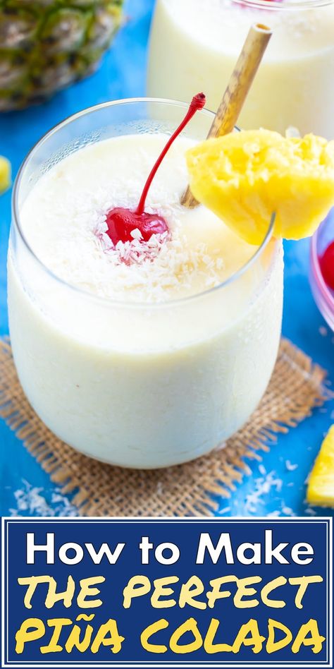 Learn How to Make the Best Piña Colada that is made with fresh pineapple, coconut cream, coconut milk, and then blended to frozen cocktail perfection!  This healthier, homemade, and easy pina colada recipe is the perfect chilled drink to sip on poolside or make a large pitcher of it for a summer party or July 4th picnic! #pinacolada #recipe #cocktail #drink #pineapple #coconut Easy Pina Colada Recipe, Homemade Pina Colada, Frozen Pina Colada, Cocktail Original, Virgin Pina Colada, Frozen Cocktail, Pina Colada Recipe, Chill Drinks, Coconut Milk Recipes