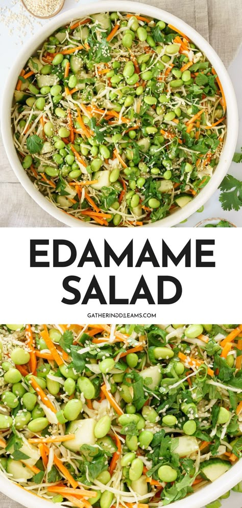 Asian Edamame, Edamame Recipes Salad, High Protein Salad, Vegetarian High Protein, Edamame Recipes, Crunchy Veggies, Edamame Salad, Protein Salad, Fresh Veggies