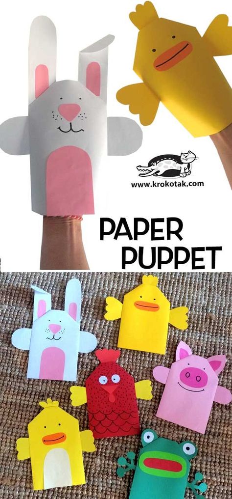 paper puppet Bird Nest Craft, Puppets For Kids, Puppets Diy, Puppet Patterns, Paper Puppets, Puppet Crafts, I'm Bored, Childrens Crafts, Hand Puppets