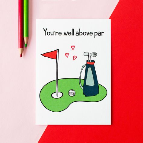 Golf Valentines, Loving Partner, Golf Birthday Cards, Cute Valentines Card, Golf Cards, Husband Card, Classic Golf, Golf Theme, Golf Birthday