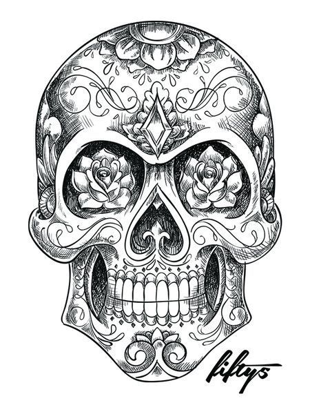 Skull Tattoo Sketch, Tattoo Crane, Mexican Skull Tattoos, Candy Skull Tattoo, Chicanas Tattoo, Skull Sketch, Candy Skull, Skull Coloring Pages, Muster Tattoos