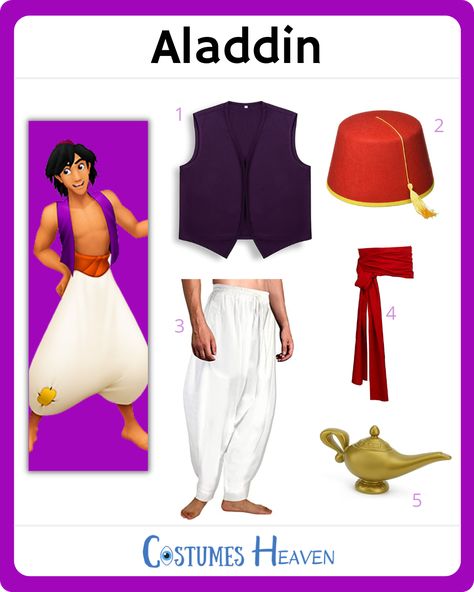 Aladin Costume Ideas, Aladin Halloween Costume, Alladin Costume Ideas, Aladdin Musical Costumes, Aladdin Jr Costumes, Aladdin Costume Ideas, Diy Aladdin Costume, Aladdin Halloween Costumes, Jasmine And Aladdin Costumes