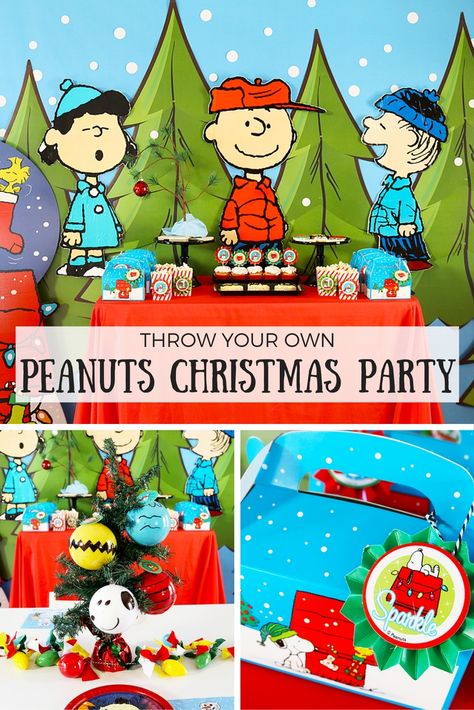 Nothing says “Christmas” like A Charlie Brown Christmas Party! Oh, the childhood memories this movie ignites! @partyplanits put together an amazing Peanuts Christmas party filled with food, fun & DIYs you just have to see! Charlie Brown Christmas Party, Charlie Brown Christmas Movie, Charlie Brown Christmas Decorations, Charlie Brown Party, Peanuts Gang Christmas, Peanuts Party, Ward Christmas Party, A Charlie Brown Christmas, Christmas Tea Party