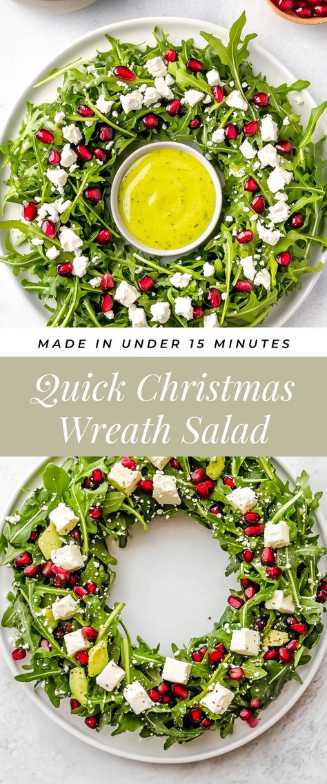 Image for Quick Christmas Wreath Salad Christmas Wreath Dessert, Christmas Wreath Salad, Wreath Salad, Healthy Holiday Sides, Christmas Dinner Sides, Christmas Vegetables, Clematis Varieties, Christmas Salad Recipes, Christmas Salad