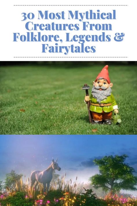 30 Most Mythical Creatures From Folklore, Legends and Fairytales #legends #fairytale #folklore #mythicalcreatures #mythical https://parade.com/1056247/marynliles/mythical-creatures/ Types Of Mythical Creatures, List Of Mythical Creatures, Mythical Creature Names, Mythical Creatures List, Cool Mythical Creatures, Folklore Legends, Folklore Creatures, Mysterious History, Mythology Creatures